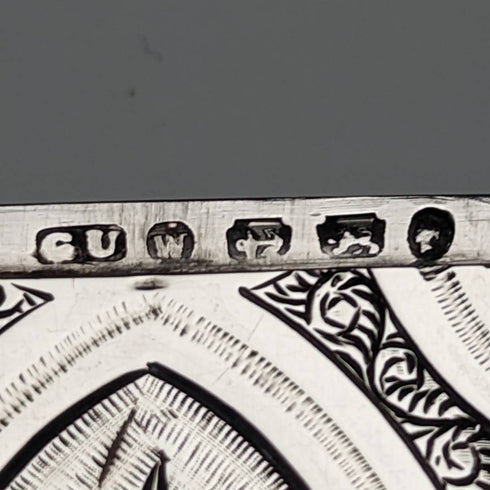 1871 British antique sterling silver card case 59g GEORGE UNITE